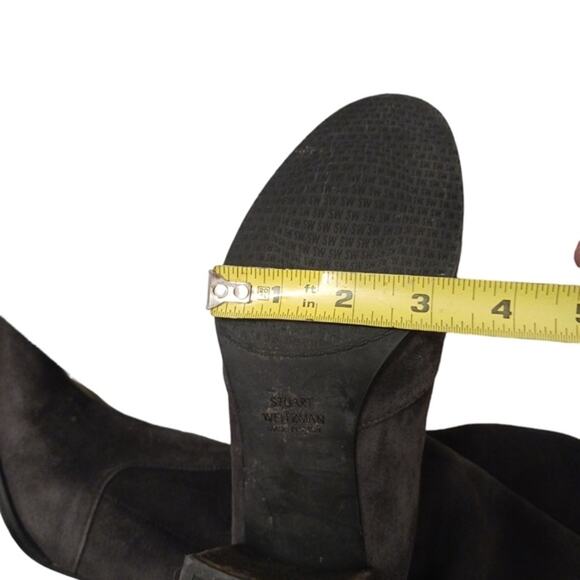 Stuart Weitzman Over The Knee Boots Sz 7M GRAY Leather SUEDE Pullon TIELAND $980 - Picture 14 of 16